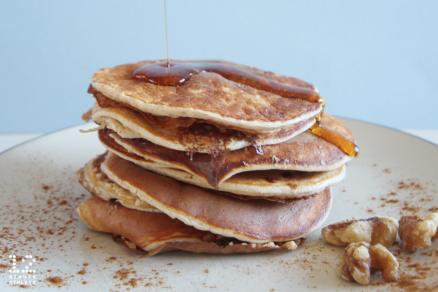 Cinnamon banana walnut protein pancakes