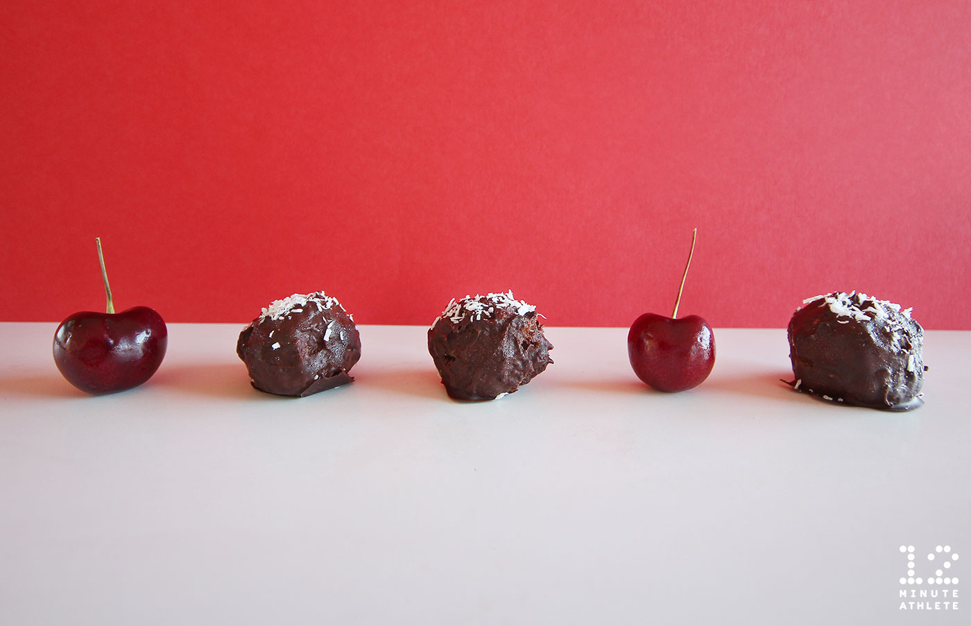 Dark chocolate cherry coconut truffles